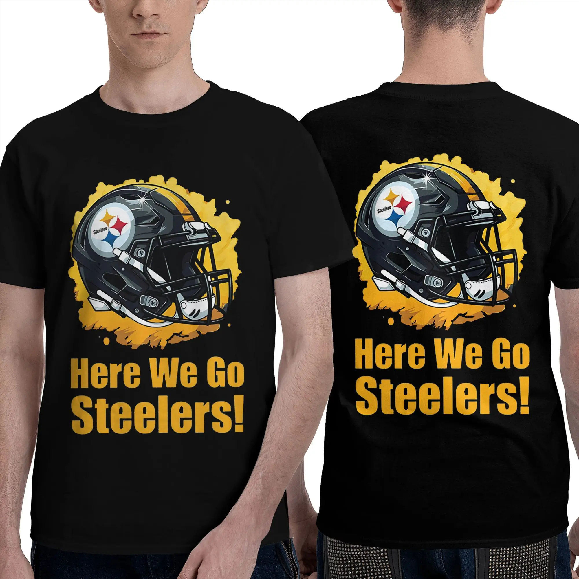 100% Cotton Steeler Logo T-Shirt Men's Double Sided T Shirt Men O-Neck Summer Shirts Tops Oversized