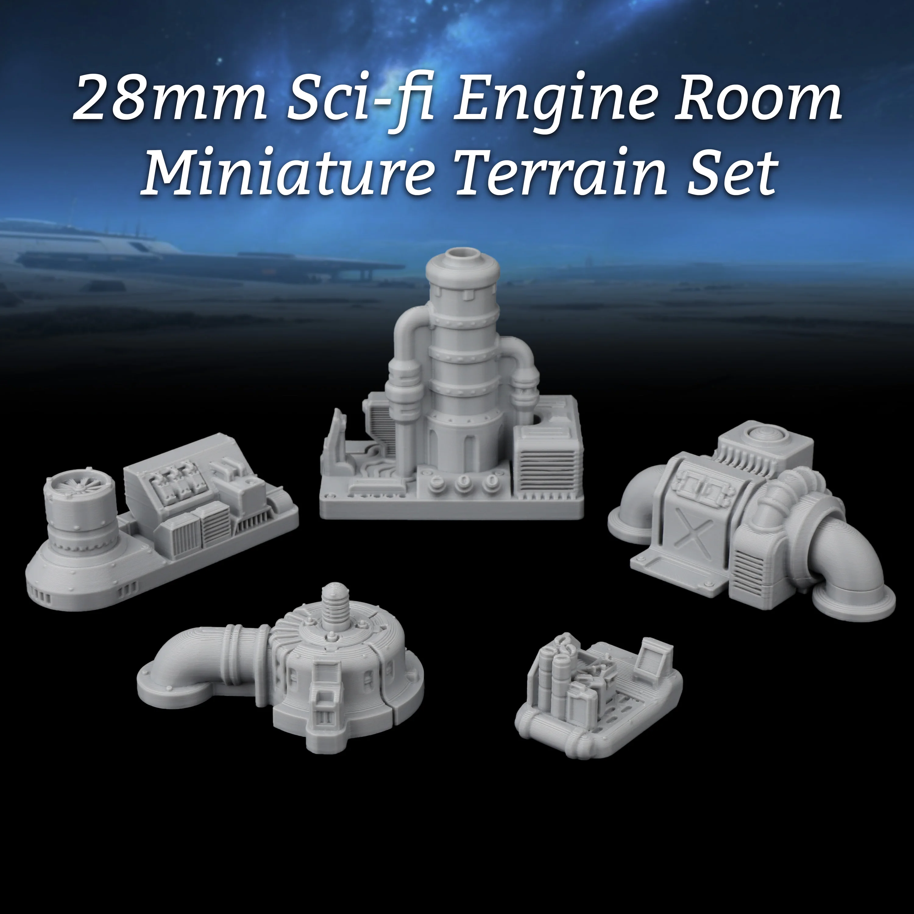 Sci-Fi Engine Room Terrain – Modular Industrial Machinery Set for Fantasy/Sci-Fi RPG, Power Units for Tabletop Gamers