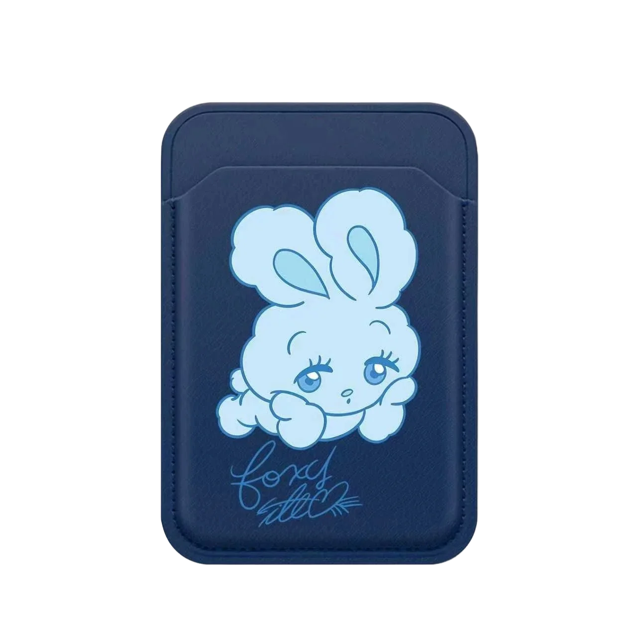 Cartoon White Blue Rabbit PU Leather Magnetic Card Holder for IPhone Galaxy S Mobile Phone Accessories