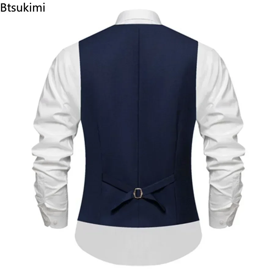 New2025 Men\'s Formal Suit Vest Fashion Men Business Social Party Wedding Groom Dress Waistcoat Men\'s Slim Fit Vests Big Size 4XL