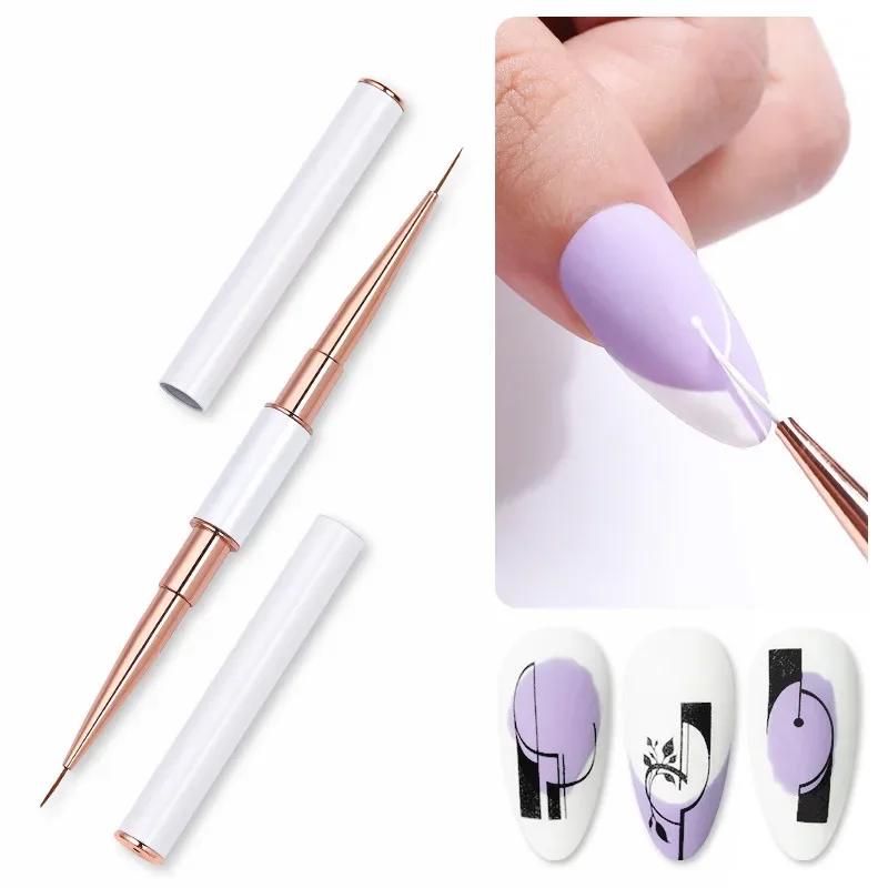 Dual-ended Nail Brush Acrylic Nail Art Brushes Professional Gel Nail Polish Liner Flower Painting Drawing Manicure Tools