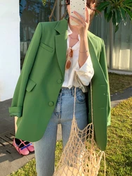 Autumn Women Long-Sleeved Solid Fashion Jacket Casual Single-breasted Blazer Outerwear Office Lady Classic Coat Streetwear New