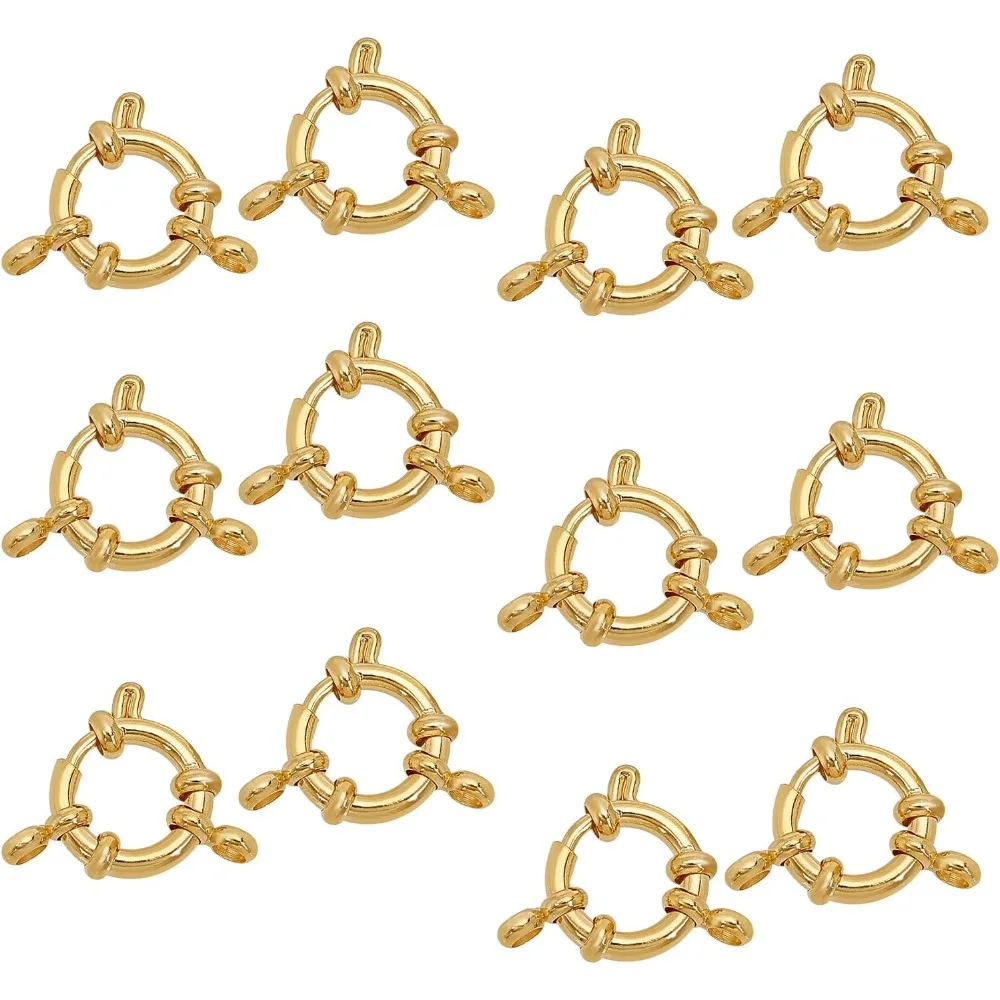 

12pcs Spring Clasps Ring Necklace Link 18K Gold Plated 304 Stainless Steel Connector Charms for Brecelet Neckalce Jewelry DIY