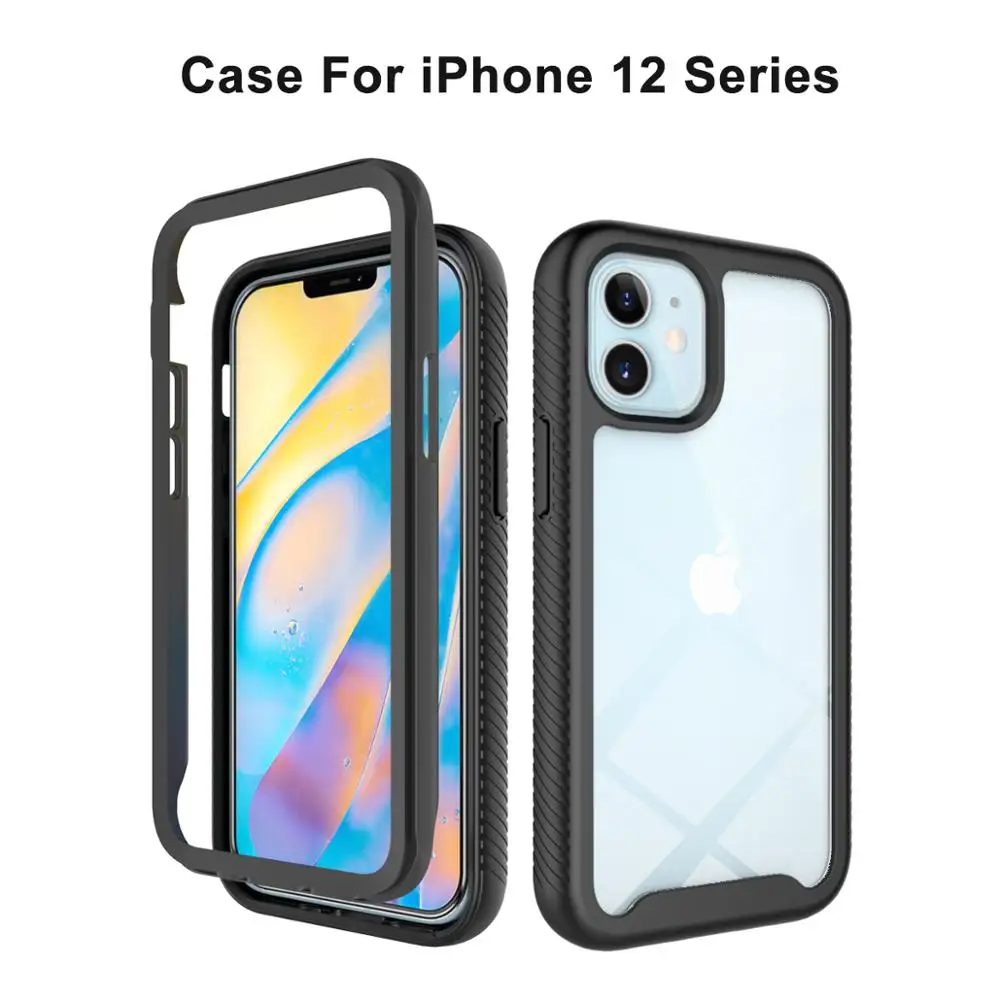 2 in 1 Hybrid Armor Shockproof Case For iPhone 11 12 13 14 15 16 Pro Max 16e Xs XR 8 7 6 6s Plus SE 2022 Transparent Back Cover