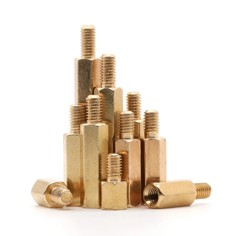 20 peças pilares de latão m2.5/m3/m4 impasse cabeça de cilindro único redondo hexagonal/pilar hexagonal
