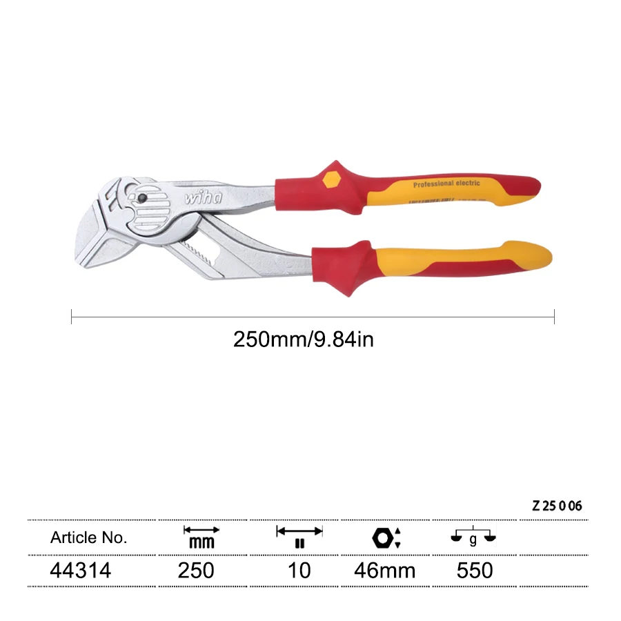 Wiha 44314 47259  Certified Insulated Pliers Set, 1000V Electrician Water Pump Pliers, Imported Professional Insulated Tools