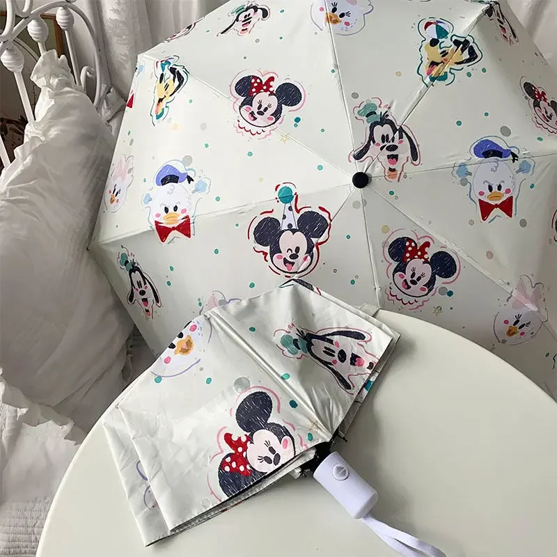 Disney Mickey cute creative cartoon pattern fashionable personality folding portable vinyl sun protection rain or shine umbrella