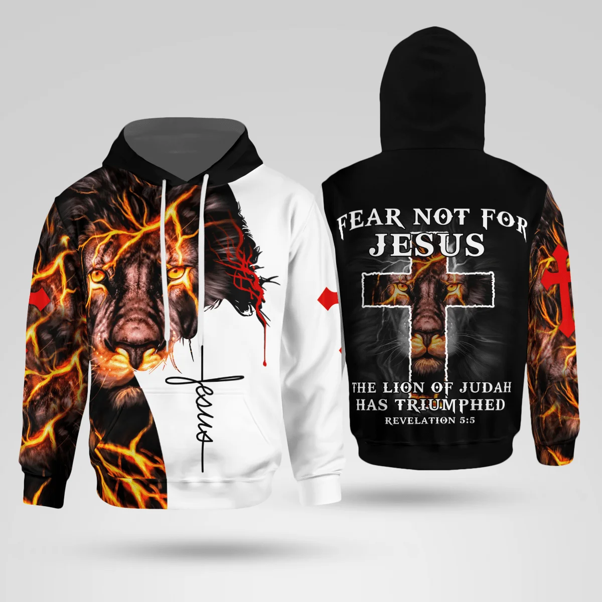 

Men's Hoodie God 3D Print Jesus Cross Lion Autumn And Winter Casual Pullover Long Sleeve for Men High-quality Hooded Streetwear