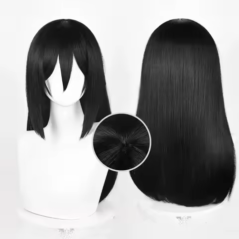Anime Long Mikasa Ackerman Cosplay Wig Black Heat Resistant Synthetic Hair Halloween Party Wigs