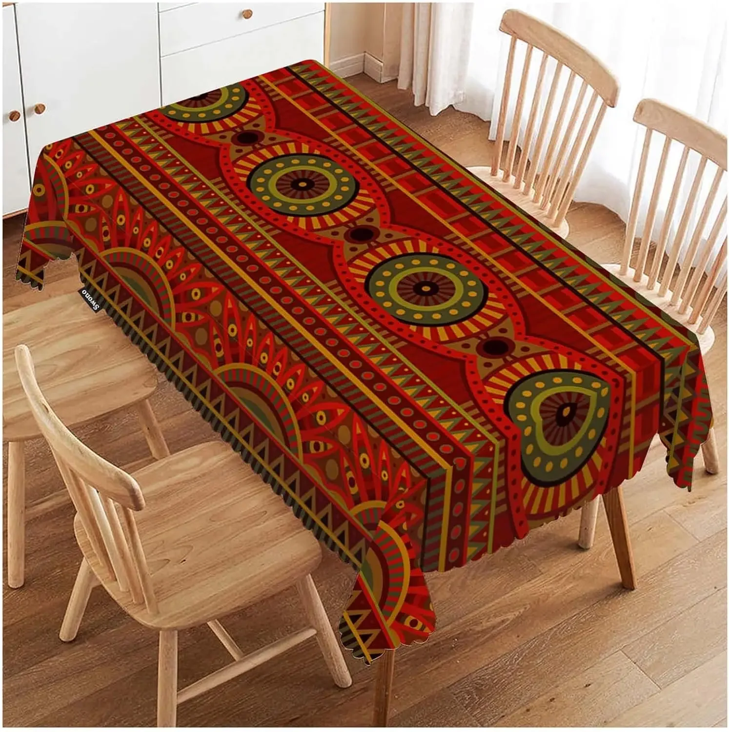 African Ethnic Style Geometric Waterproof Tablecloth Holiday Party Decor Washable Rectangle Table Cloths Home Dining Table Decor
