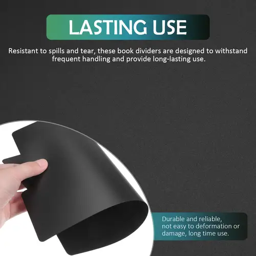 Imagen 2 del producto Separador de discos negro, paneles divisores de libros, pestañas divisorias de índice de vinilo, ganizers de almacenamiento de documentos, separadores de medios comerciales, 20 Uds.