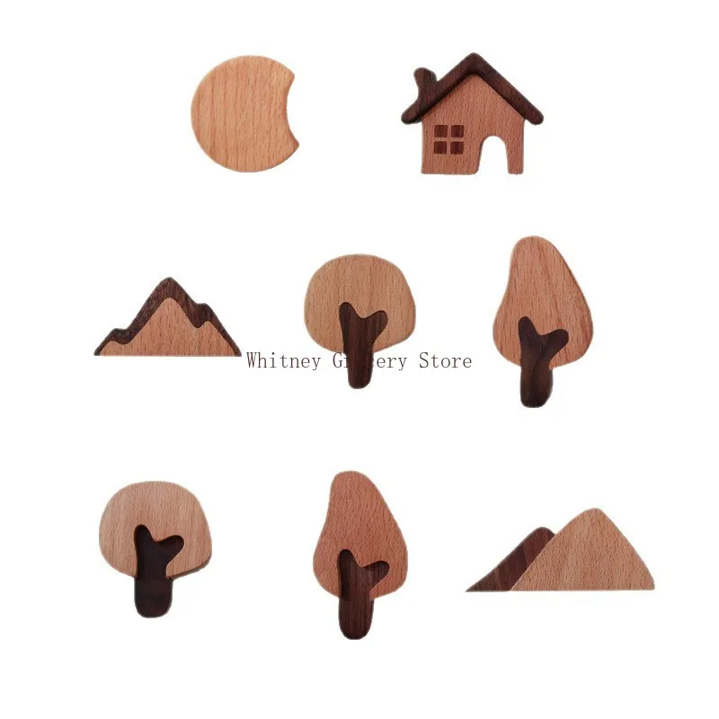 Gancho para Ropa con Mango de Madera Maciza, Gancho para Abrigos, Gancho de Pared, Colgador de Ropa Creativo y Bonito con Forma de Guijarro para Puerta de Armario