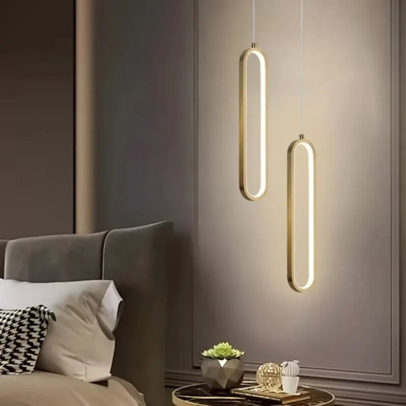 Moderne LED-hanglamp Goud Zwart Minimalistische elliptische hanglamp Woonkamer Eetkamer Winkel Bar Verlichting Decoratie