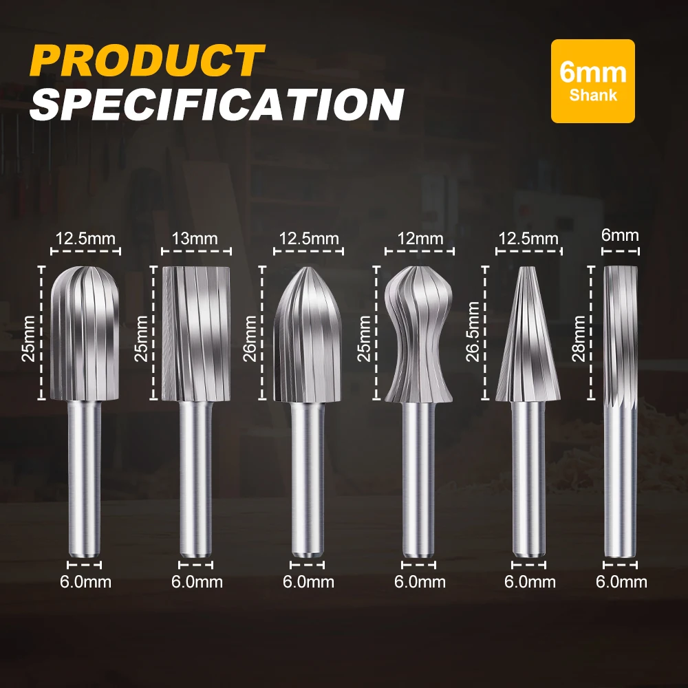 الروتاري نتوءات الأحرار الحفر 6 مللي متر عرقوب الروتاري نتوءات ملفات abcde F نوع راوتر المبارد ل أشغال الحفر أدوات الروتاري ملفات