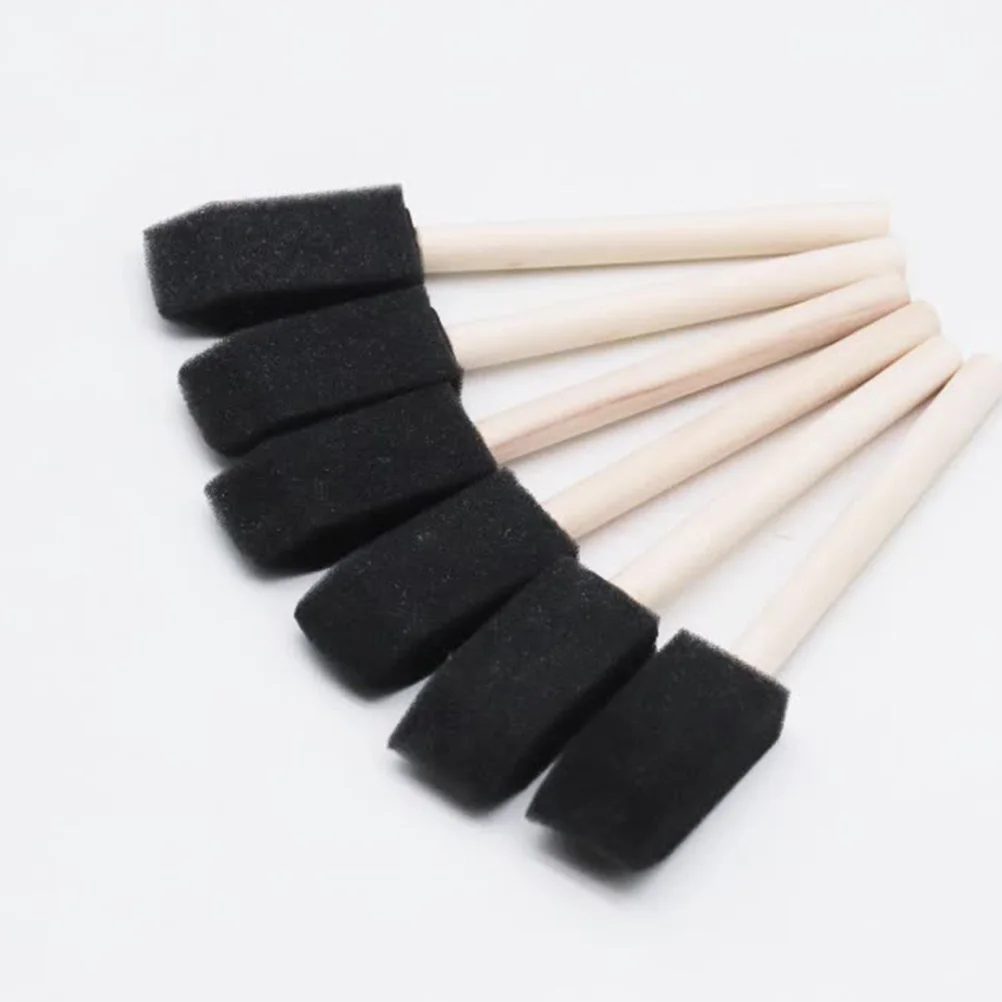 

100pcs Sponge Brush Craft Painting Brushes Kids Graffiti Drawing Tool Wood Handle Easy Clean Compact Lightweight Washable