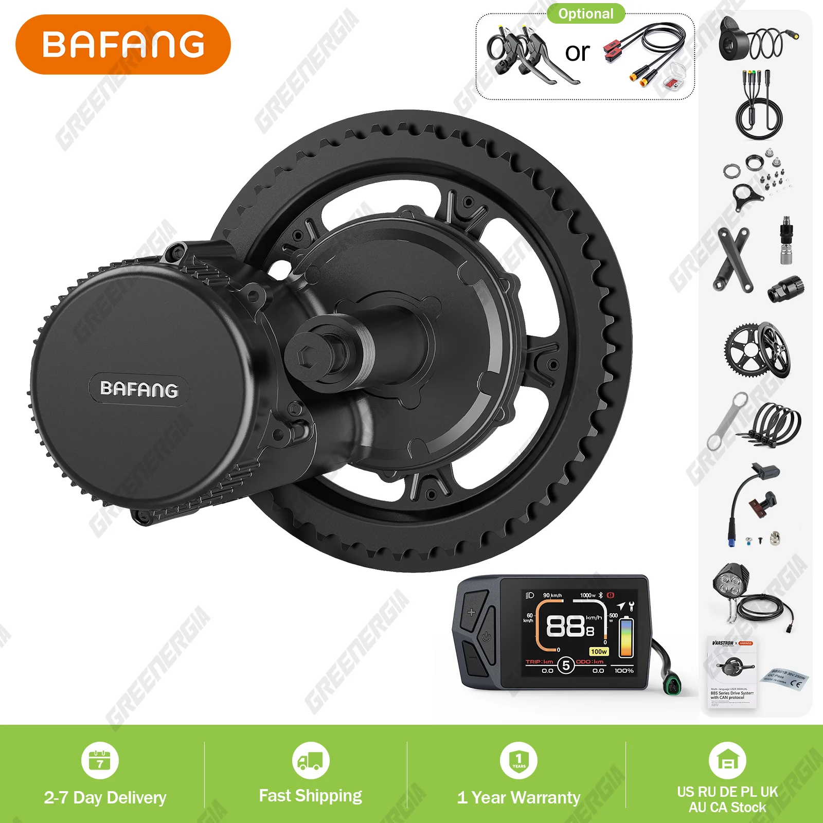 

Bafang Mid Drive Motor Bike BBS02B 48 В 500 Вт Комплекты для переоборудования электрического велосипеда, пригодные для BB Размер 68 мм-73 мм Центральный двигатель CAN