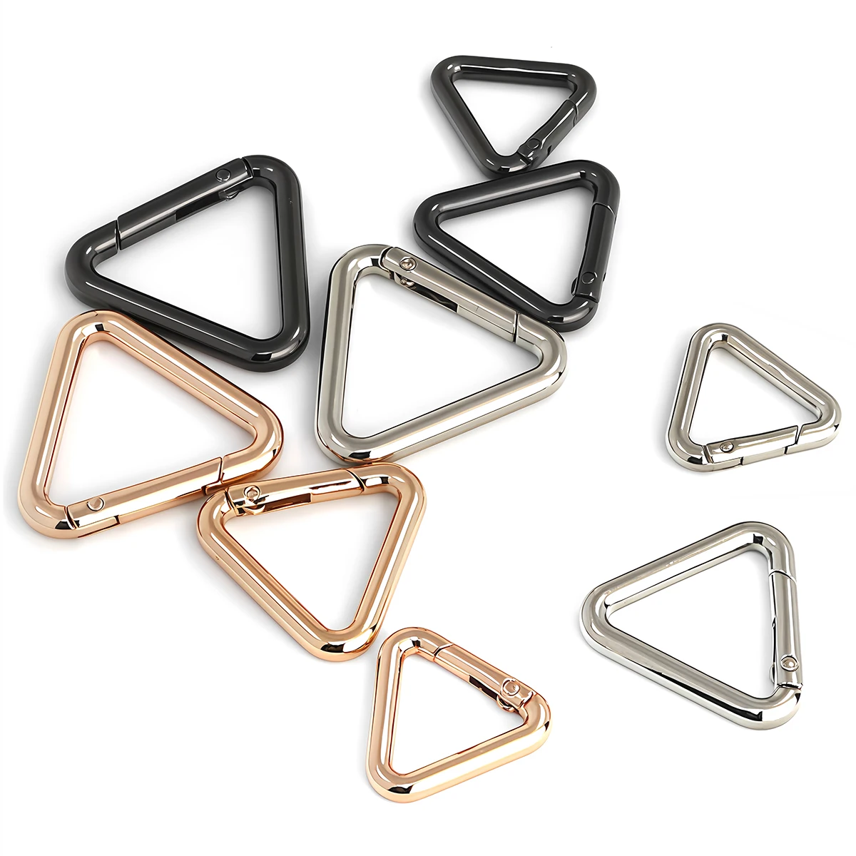 2 Stück Dreieck-Federriegel, zum Öffnen geeignet, O-Ring-Schnalle, für Lederhandtaschen, Gürtel, Riemen, zum Verbinden von Schlüsselringen, Anhängern, Schlüsselanhängern, Schnappverschluss, Clip – Detail 1