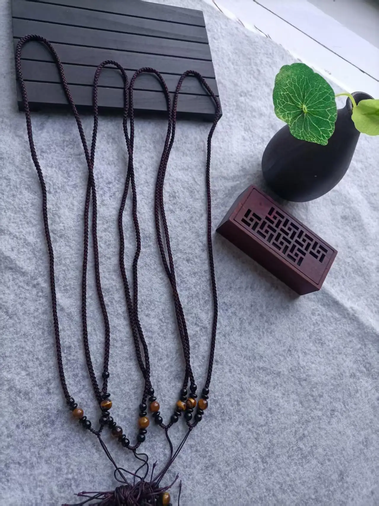 Pendant Hanging Rope Hanging Rope Necklace Weaving Necklace Rope Handmade Oil Green Jade Pendant Weaving for Men and Women