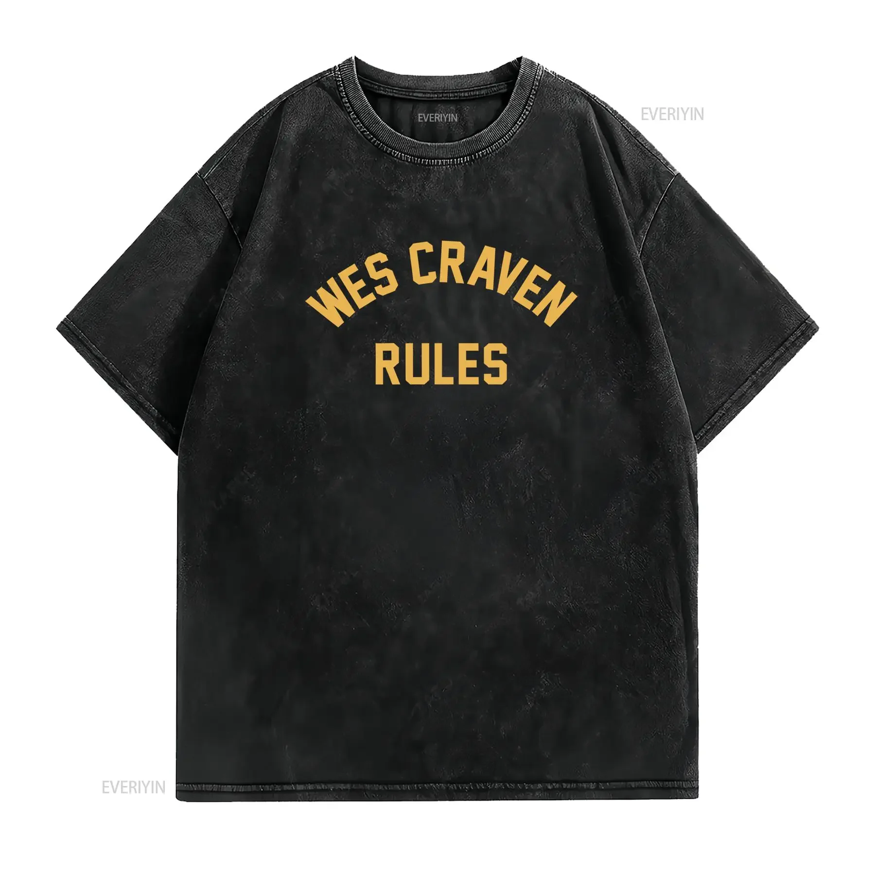 Wes Craven Rules Director Master Of Horror Movies T Shirt Casual Crew Neck Slight Stretch Fabric Regular Fit Print vintage