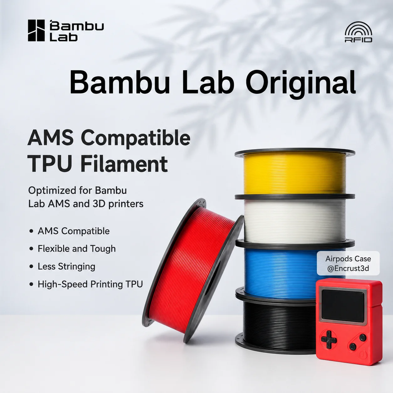 Bambu Lab Original TPU for AMS 3D Printer Filament 1KG Compatible with AMS Multi-color High-speed DIY Printing Consumables