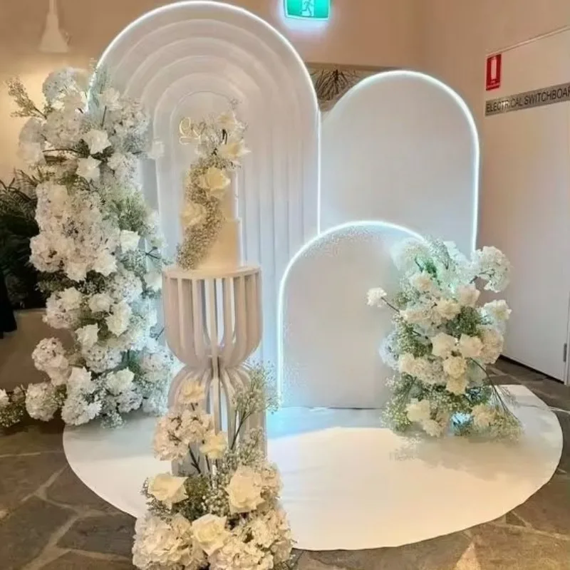White Wedding Arch Background Wall PVC Wedding Decoration Props Combo Set