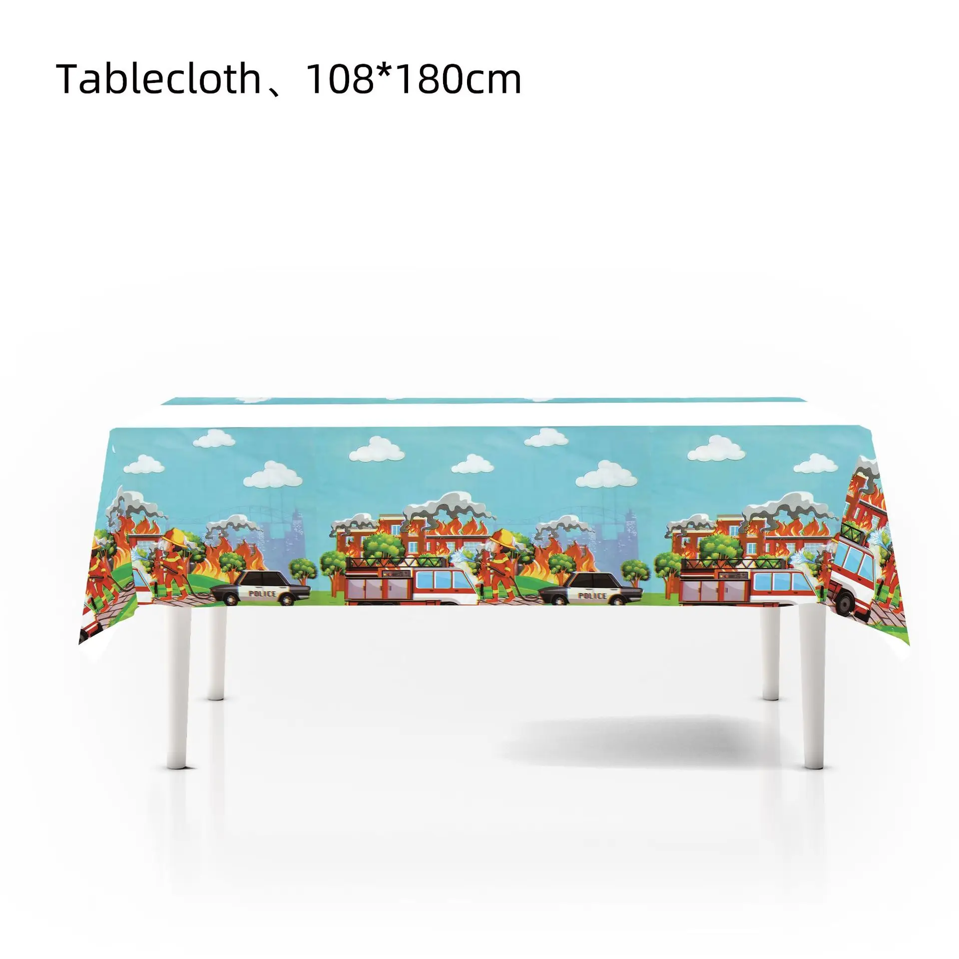 Firefighter Table Covers Fire Truck Birthday Party Tablecloth Plastic Tablecloth Boy Birthday Decor Fireman Theme Party Supplies