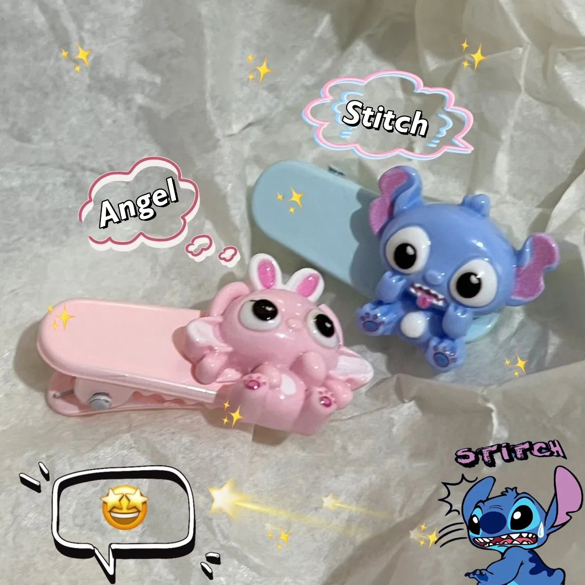 2024 Kawaii Stitch Hairpin Exquisite Student Hair Accessories Hairclip Cartoon Girl Jewelry Couple Suit Decorate Birthday Gift