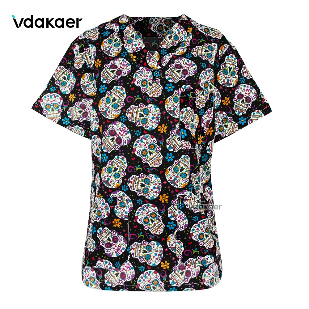 Clearance Sale Halloween Doctor Nurse Uniform Scrubs Tops Clinical Operating Room Workwear Clinical Scrub Top