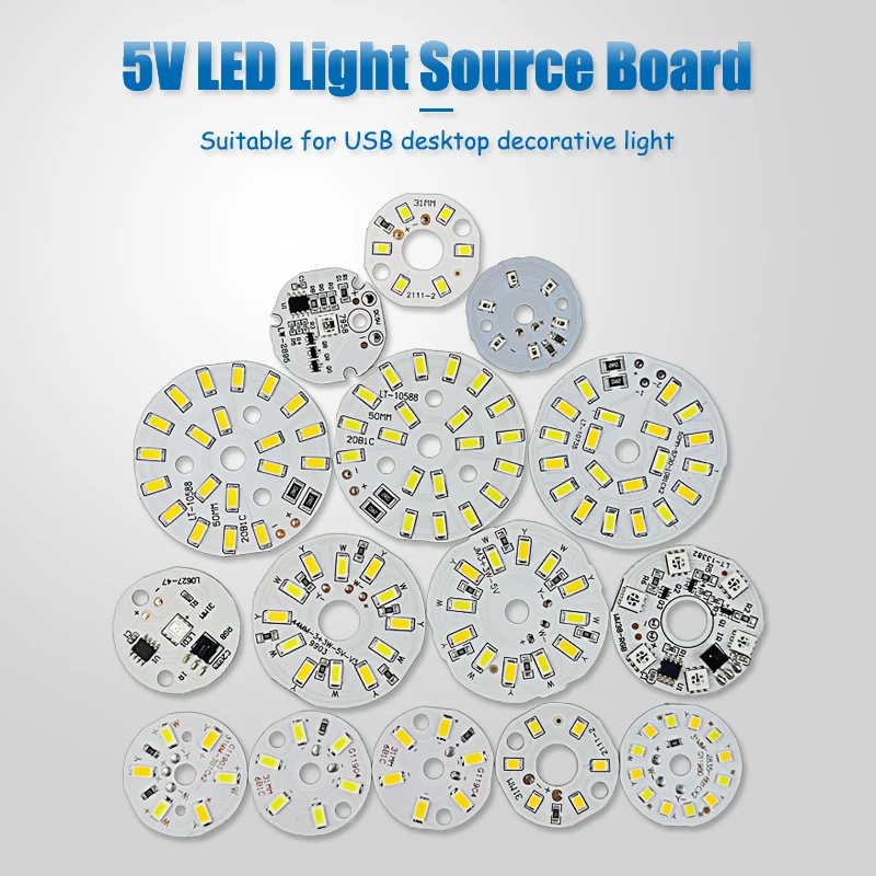 

3/5/10PCS Round LED Light Board DC 5V 3W Low Voltage 5730 2835 SMD LEDs 3000K Warm or White 6000K Dimmable Bulb Lamp Panel