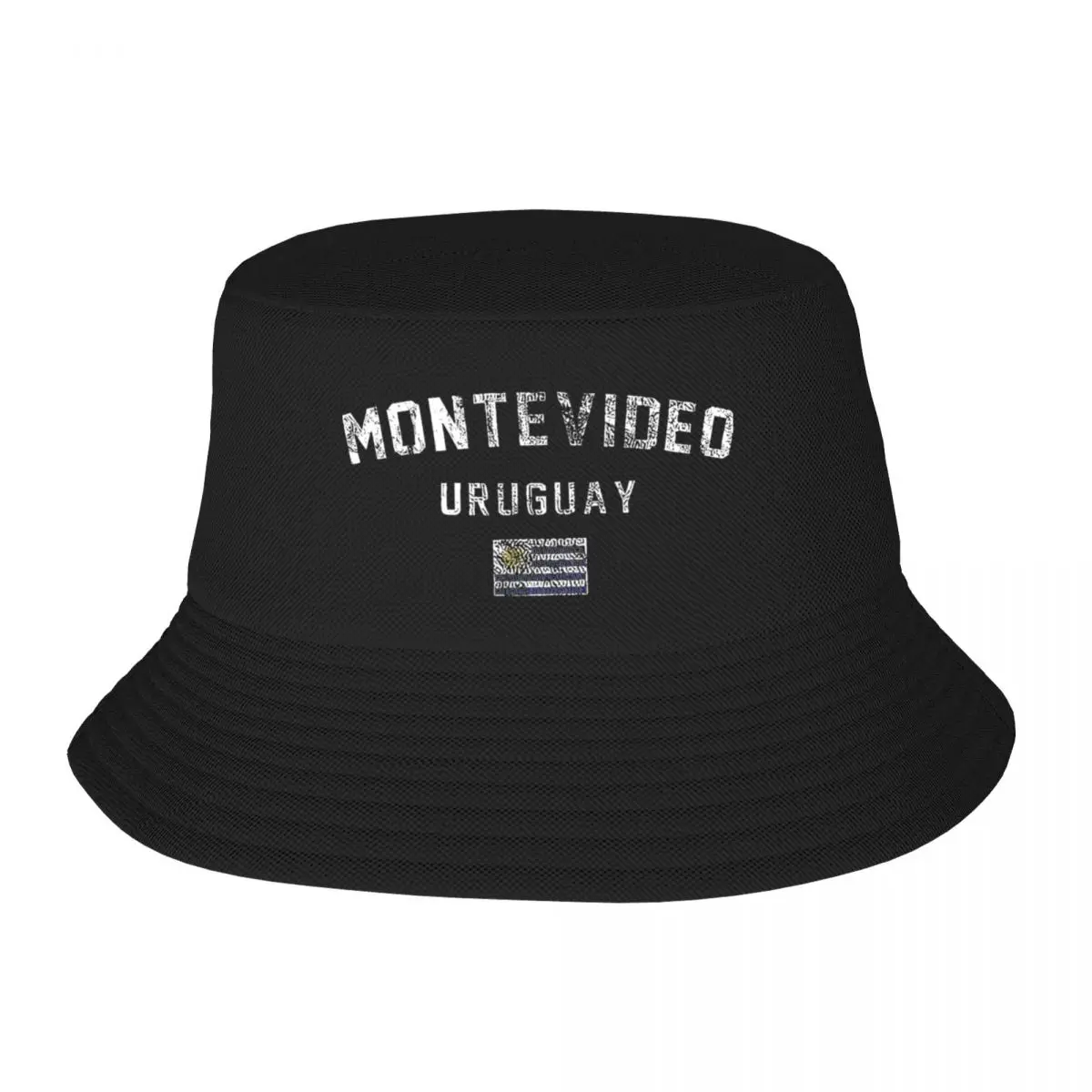 Bob Hat Vintage Varsity Flag Of Montevideo Uruguay Summer Beach Vacation Getaway Headwear Foldable Fishing Cap Panamka Gift