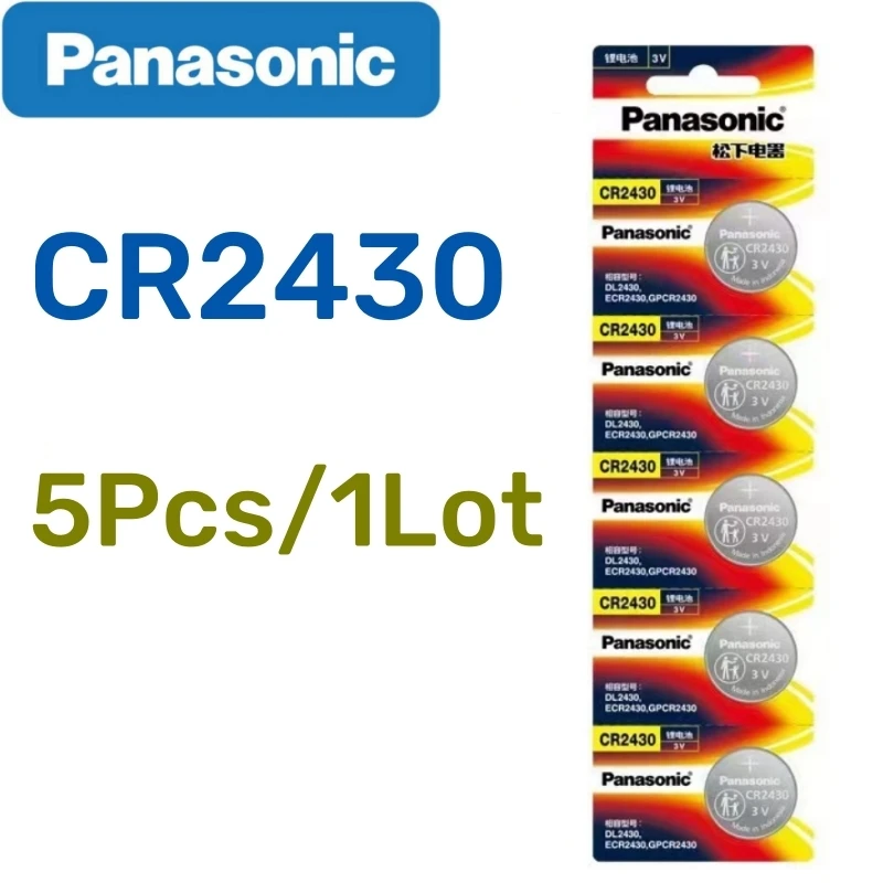 5pcs Original Panasonic CR2430 Battery 220mAh DL2430 BL2430 BR2430 CR 2430 For Watch Toys Car Remote Control Scale Clock