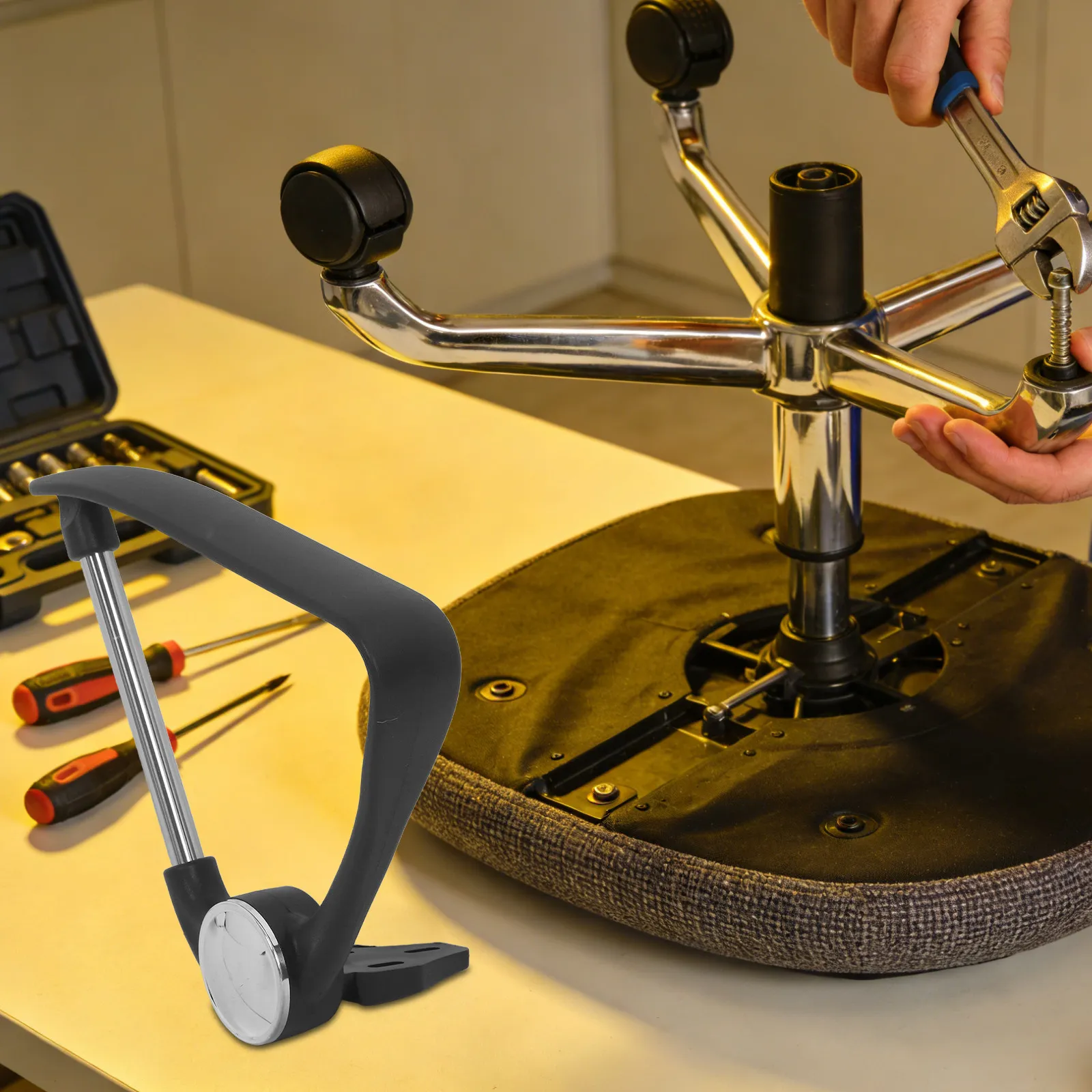 2 Peças de Apoio de Braço Ergonômico para Cadeira de Escritório, Substituição em Plástico Resistente e Aço Inoxidável, Suporte de Braço Esquerdo e Dir
