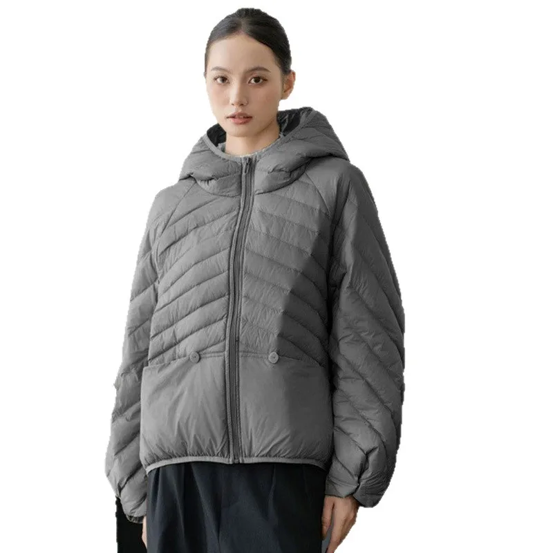 

Осень/зима 90, новый женский пуховик на белом утином пуху, свободная куртка с капюшоном для пригородных поездок