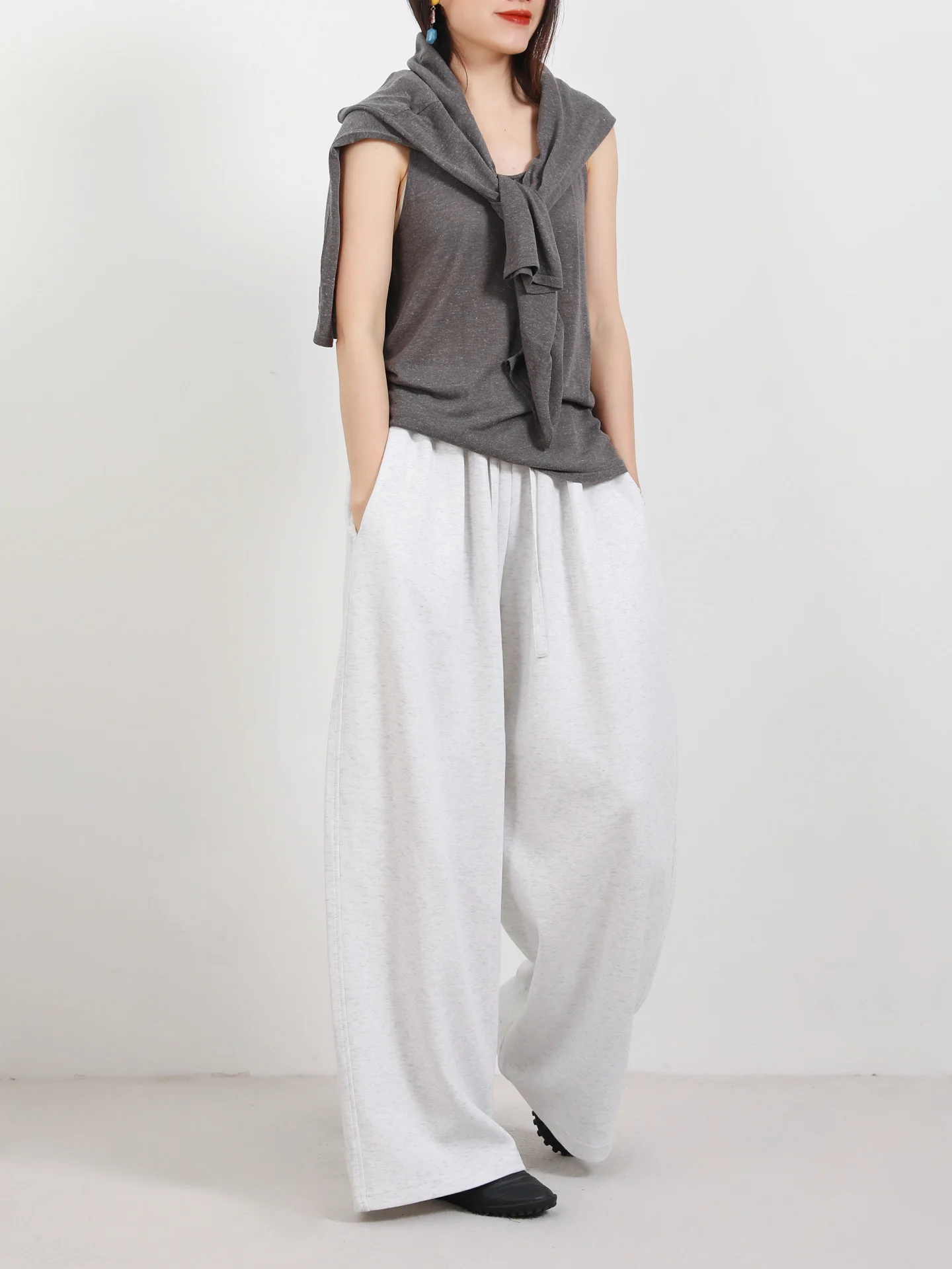 

Loose Wide Leg Pants Casual Straight Fashionable Trousers High Waist Cotton Blend Comfortable Breathable Ladies Pants