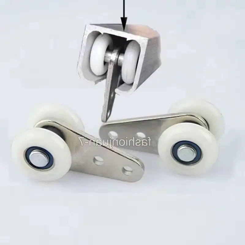 

Stock 200PCS Metal Heavy Window Curtain Hanging Rail Rollers Dual Nylon Silent Curtain Pulleys Smoothly Moving Bearing Wheels