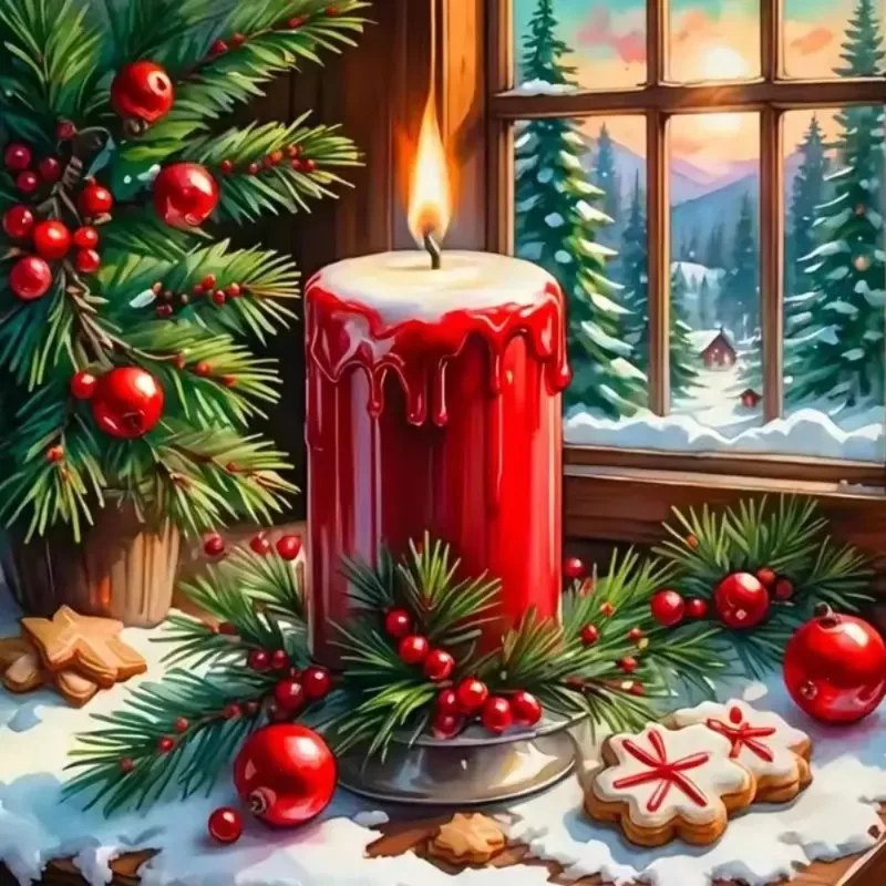 

Вышивка свеча 5D DIY алмазная живопись полная квадратная рождественская мозаика горный хрусталь картина домашний декор вышивка крестиком подарок ручной работы