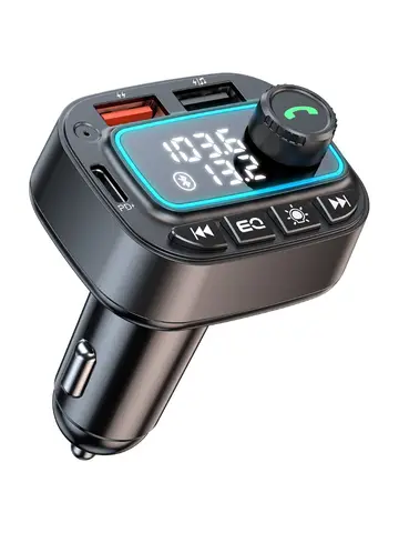 차량용 충전기 블루투스 5.3 FM 송신기, 30W USB C 차량용 어댑터, 무선 라디오 MP3 플레이어, 음악 오디오 리시버, 핸즈프리 통화