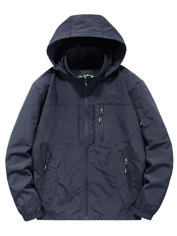 

Мужская демисезонная куртка с капюшоном для активного отдыха, тонкая, водонепроницаемая, ветрозащитная, из нейлонового волокна, приталенного кроя, на молнии, чистый нейлон.