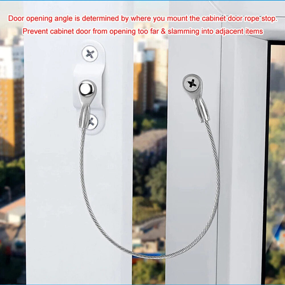 4pcs Stainless Steel Door Cabinet Restraint For Cable Hinge Limiter Cable Hinge Limiter Stopper Rope Gadgets