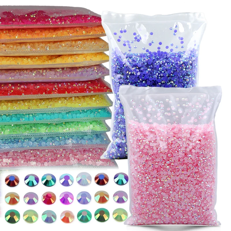 

IDIYEA Bulk Wholesale 2-6mm Jelly AB Resin Non Hot Fix Rhinestones Flat Back Plastic Crystals Strass Glitters Big Package Stones