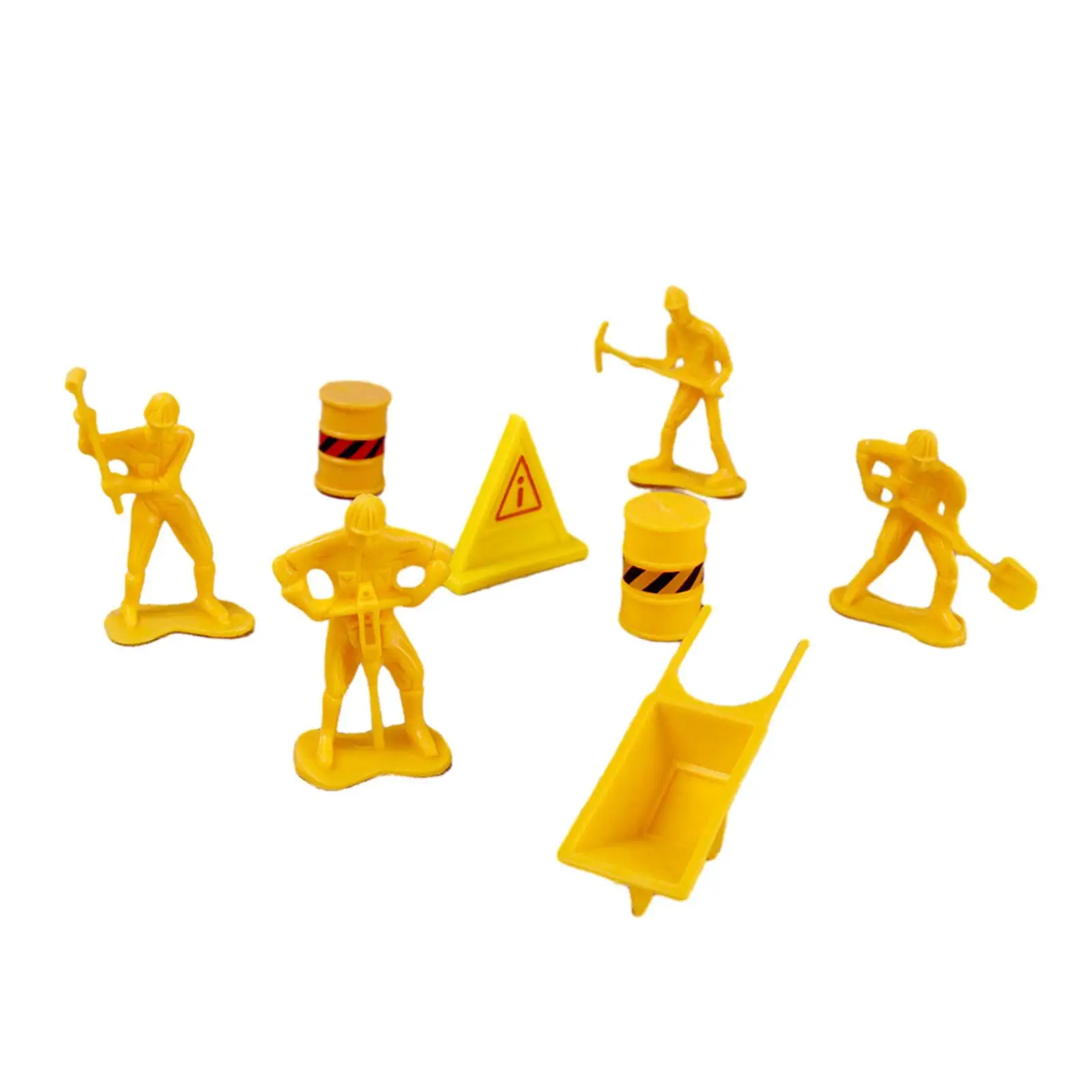 8 Pieces Street Workers Model Road Sign Decor Construction Cake Toppers for Party Supplies Baby Shower Birthday Children Kids