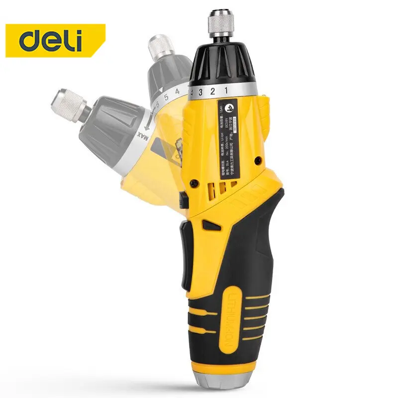 Deli Electric Drill Lithium Battery Screwdriver Head Household Multi-Function Rechargeable Tool Electric Screwdriver 46Piece Set