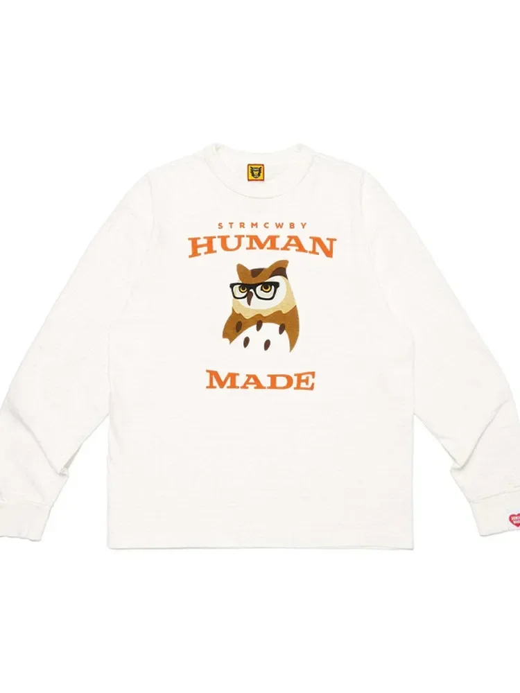 2026 New Human Made Cartoon Owl Graphic L/S Tee Relaxed Fit Unisex Streetwear