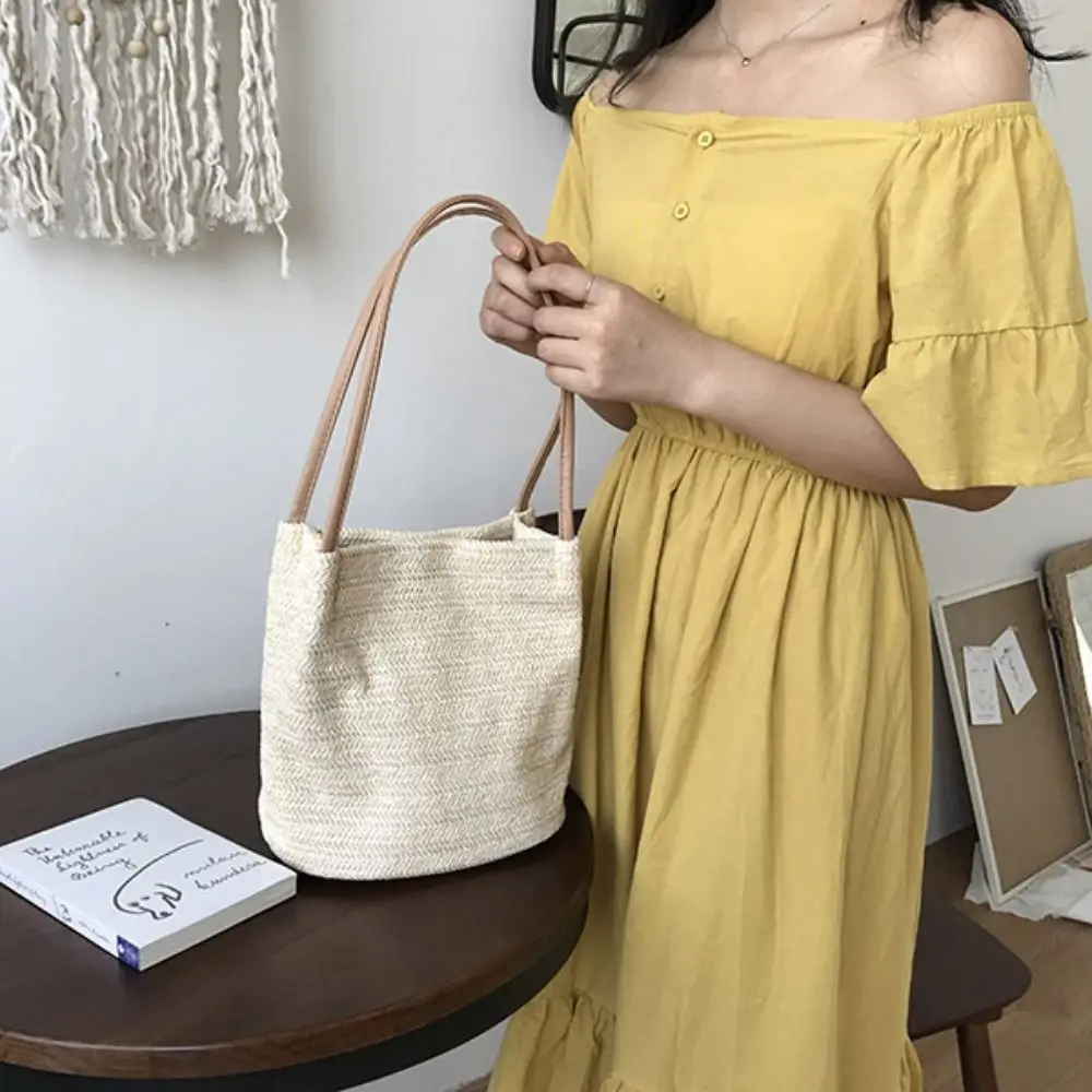 

New Summer Straw Weave Bag Beach Vacation Straw Shoulder Bag Leisure Casual Women's Tote Bag Handbags