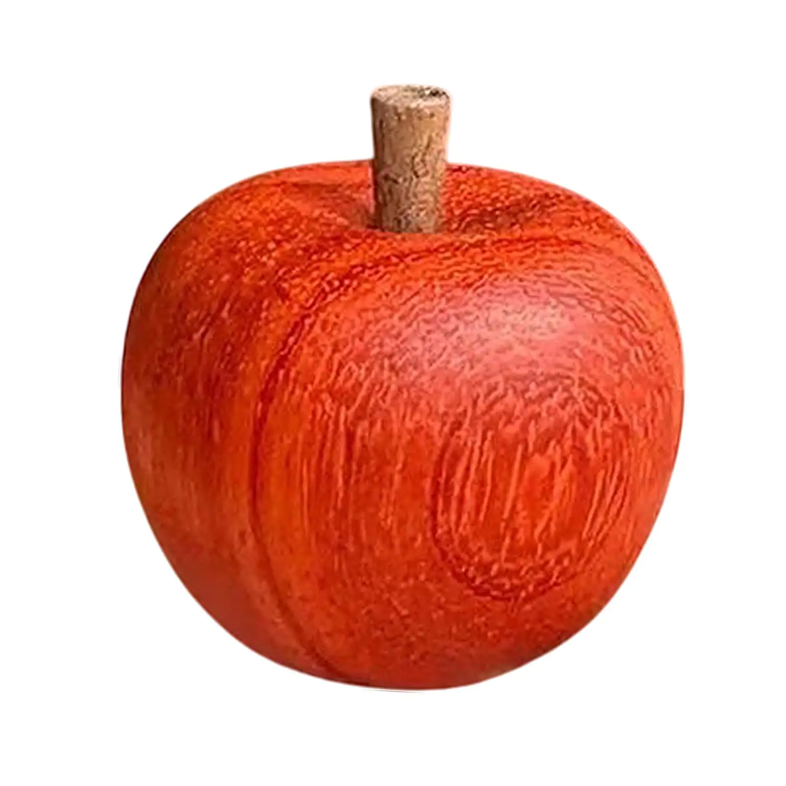 Cute Apple Fruit Ornament Wood Figurine Centerpiece Statue for Office Desk Table Decoration