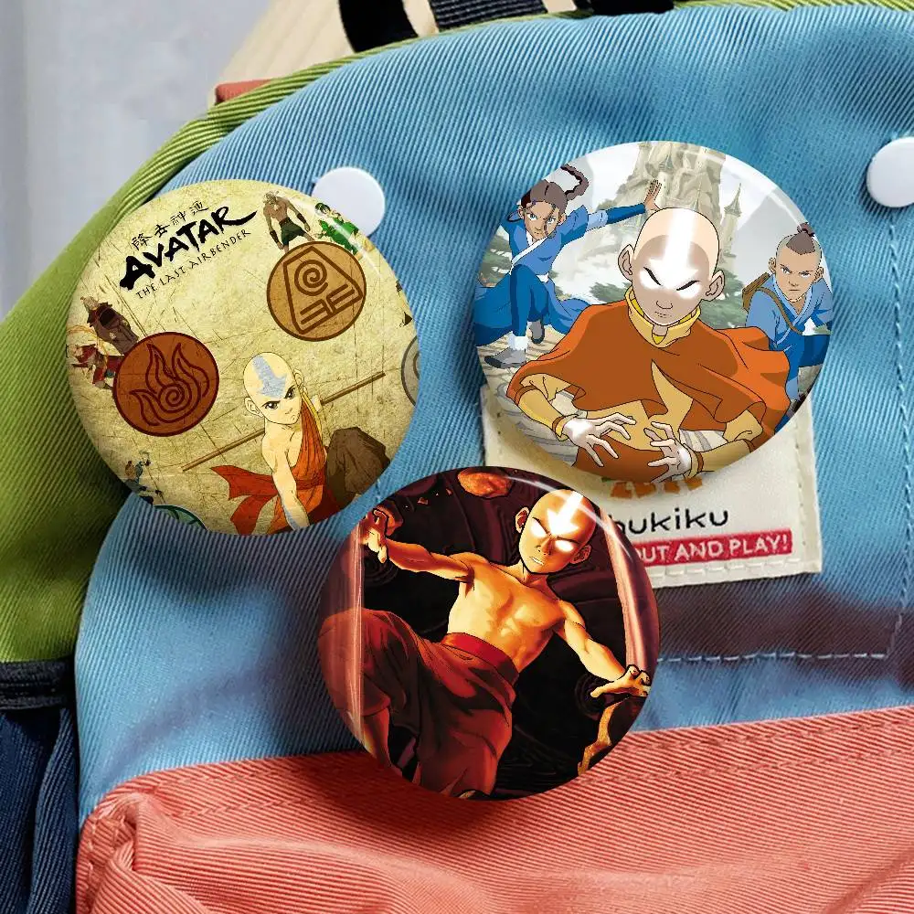 Anime A-Avatar el último A-Airbender alfileres creativos caras sonrientes divertidas broche redondo a presión insignia mochila sombrero accesorios regalos