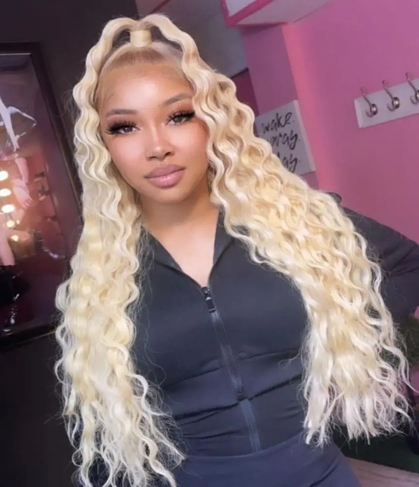 

Full end brazilian 30 40 inch deep wave 613 ash blonde kinky curly prepluck wigs 13x6 hd lace frontal human hair wig for women