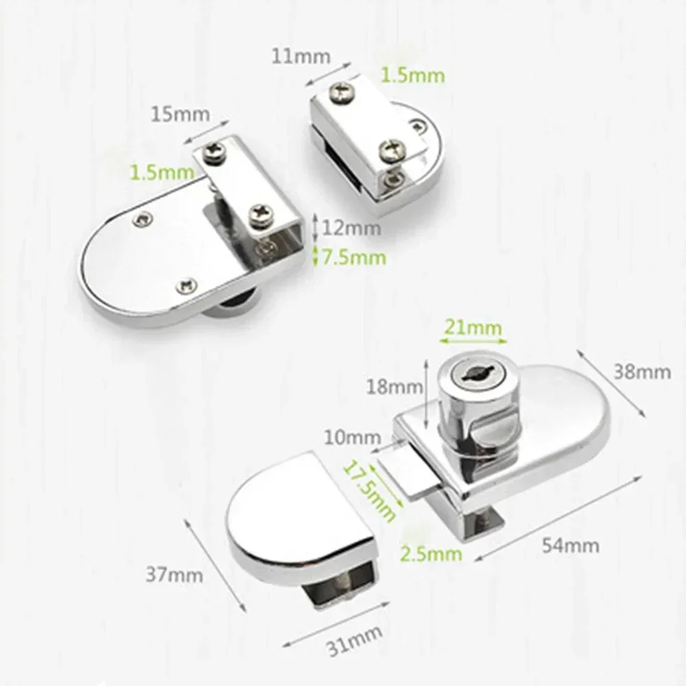 1pc Glass Sliding Door Lock Glass Display Cabinet Locks Bathroom Balcony Latch Punch-free Zinc Alloy Door Lock