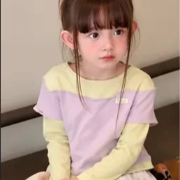 Girls Suit 2026 Autumn and Winter New Childrens Wear Korean Style Girl Baby Stitching T Shirt Stripe Bow Skirt Two-piece Set