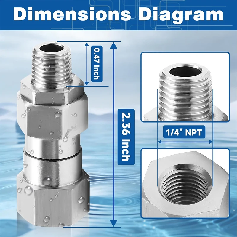 1/4 Zoll NPT Hochdruckreiniger-Drehanschluss, 360° ° Knickfreier Drehverbinder für Pistole und Schlauch – Detail 1